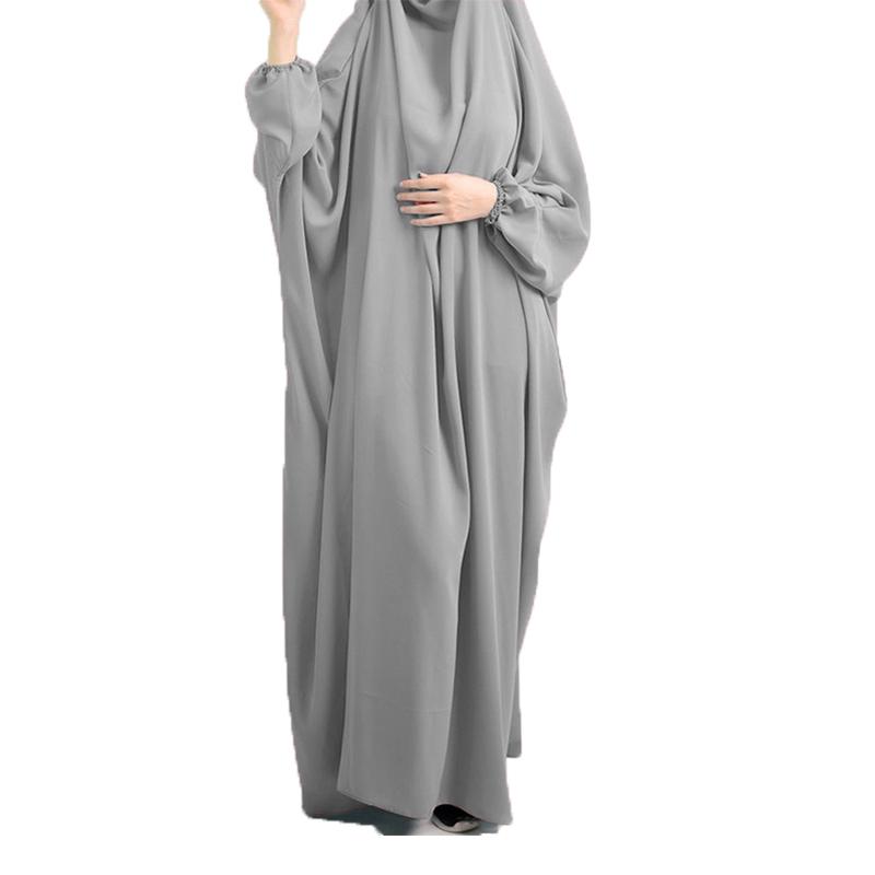 Overhead-Kaftan, muslimische Frauen, Gebetskleid, einteiliges Abaya, volle Abdeckung, lockeres Ramadan-Kleid, islamisches Dubai, Abaya, Türkei, Burka gray