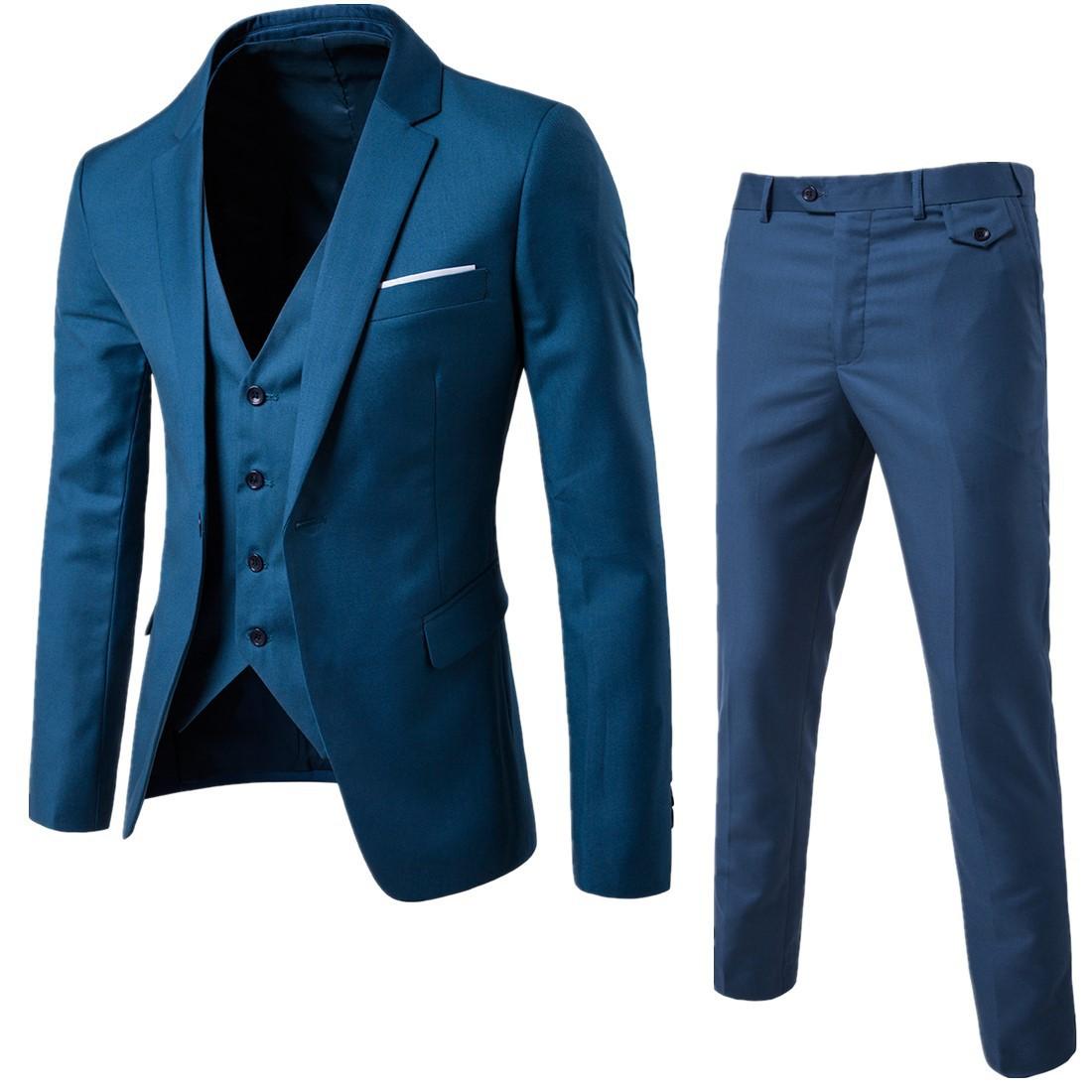Business Casual Anzug Dreiteiliger Anzug Bräutigam Trauzeuge Hochzeitsanzug Anzug Herrenbekleidung Anzüge und Blazer XXXL black