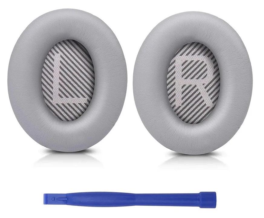 Ersatz-Ohrpolster für BOSE QC35 für QuietComfort 35 & 35 II Kopfhörer. Memory Foam-Ohrpolster, hohe Qualität, mit Brecheisen graue