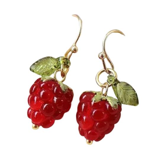 1 Paar Damen-Ohrringe, Himbeere, künstliche Kristallquaste, hängende Ohrringe, Obsthaken-Ohrringe, Abschlussball, Party, Dating, Ohrschmuck B