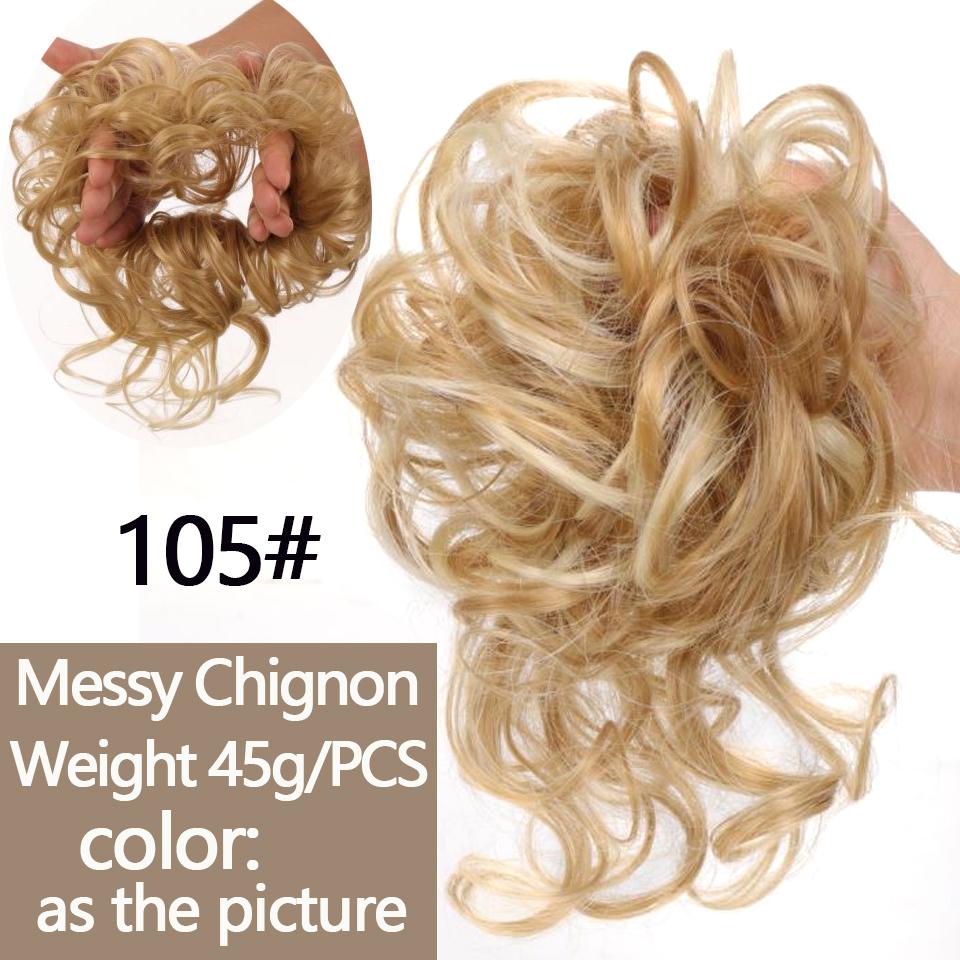 LUPU Blonde Schwarze Haarbänder, unordentlicher, lockiger Chignon-Dutt, synthetische Haargummis, künstliche Haarteile für Frauen, synthetische Haarverlängerung 1PC