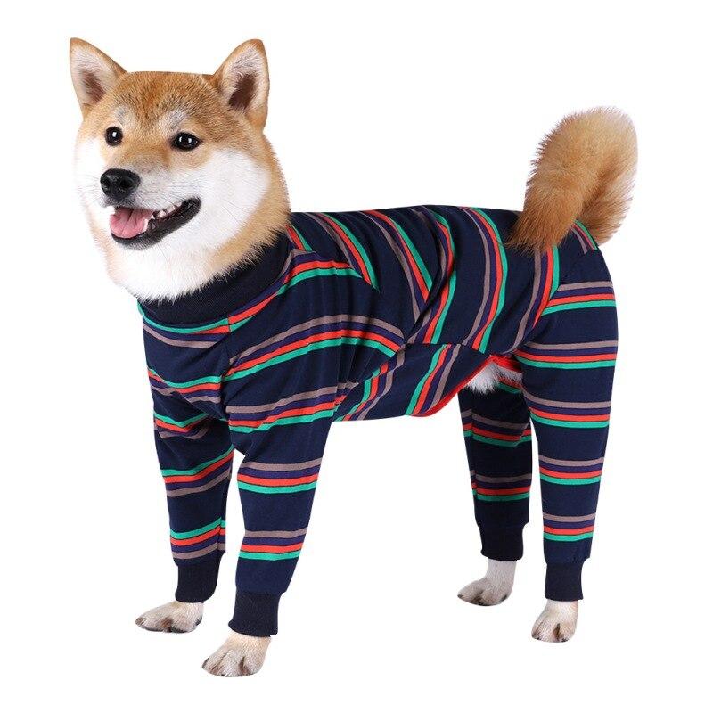 Vier Fuß leichter Hunde-Pyjama, reiner Hundeoverall, 4-beiniger Hunde-Einteiler, T-Shirt, PJS, Welpen-Haustierkostüm für große, mittelgroße Hunde 2XL