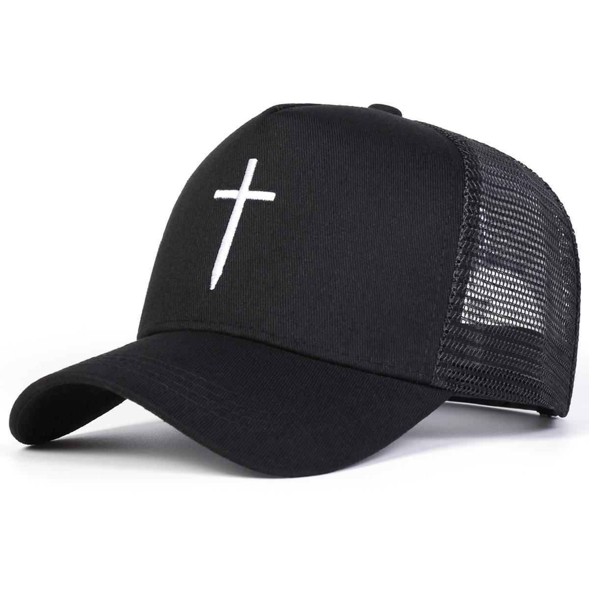 Herren Pfeil Kreuz Bestickte Baseballkappe Mesh Hut Outdoor Verstellbar Sonnenschutz Freizeit Hut Frühling Herbst Reise Tourismus Strandurlaub schwarz