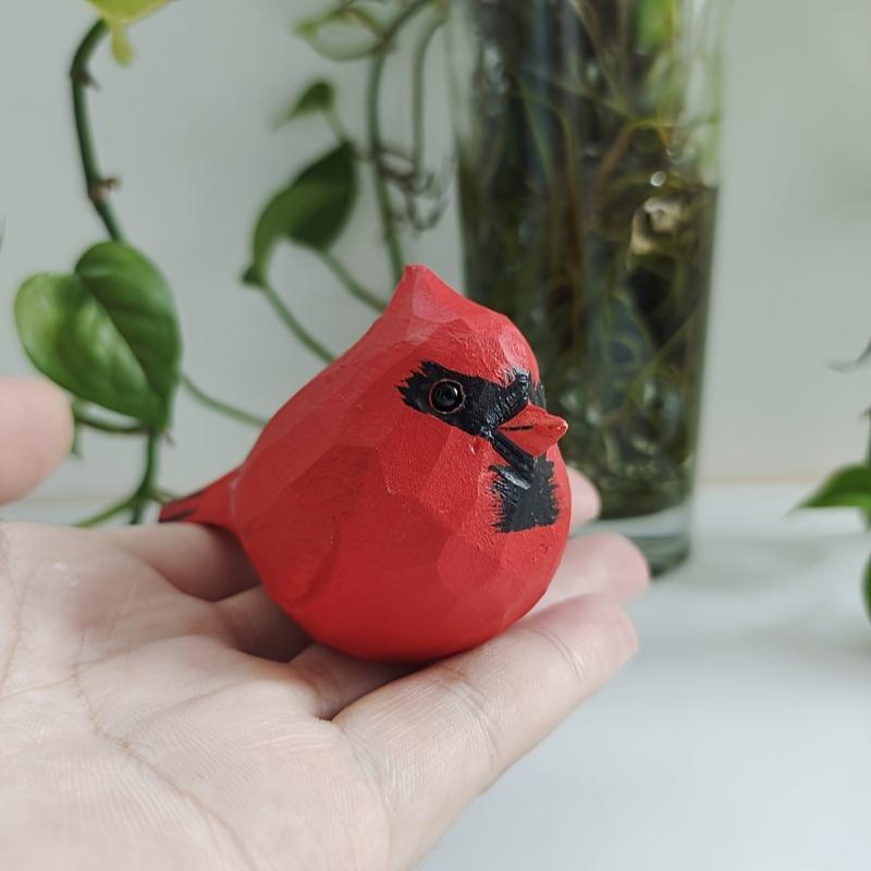 Handgefertigte Holzstatue Roter Spatz - Wunderschön bemalte Kunstwerke für Heimdekoration und Weihnachtsgeschenke, ideale Wahl für Vogelliebhaber Male Cardinal
