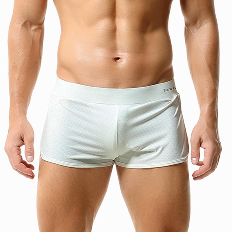 Herren Low Rise Lockere Passform Shorts Einfarbige Mesh Schnelltrocknend Kurze Hosen Atmungsaktiv Komfort Sexy Lounge Haus Unterhosen XL weiß