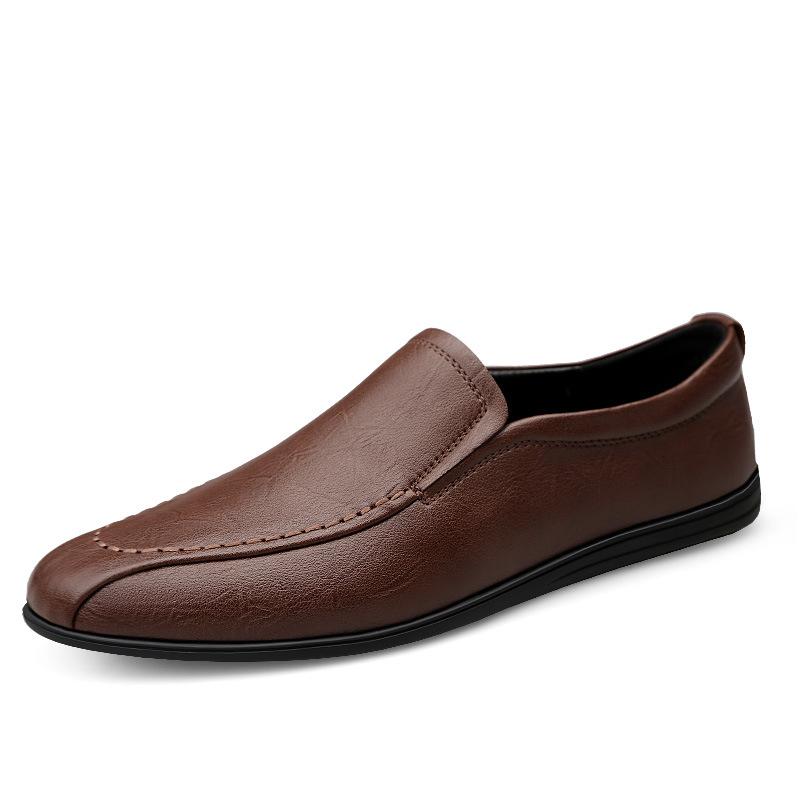 Herbstschuhe Herren Leder Freizeitschuhe Koreanische Herrenschuhe Atmungsaktive Slip-on Soft Bottom Slip-on Lazy Schuhe Herren 44 braun