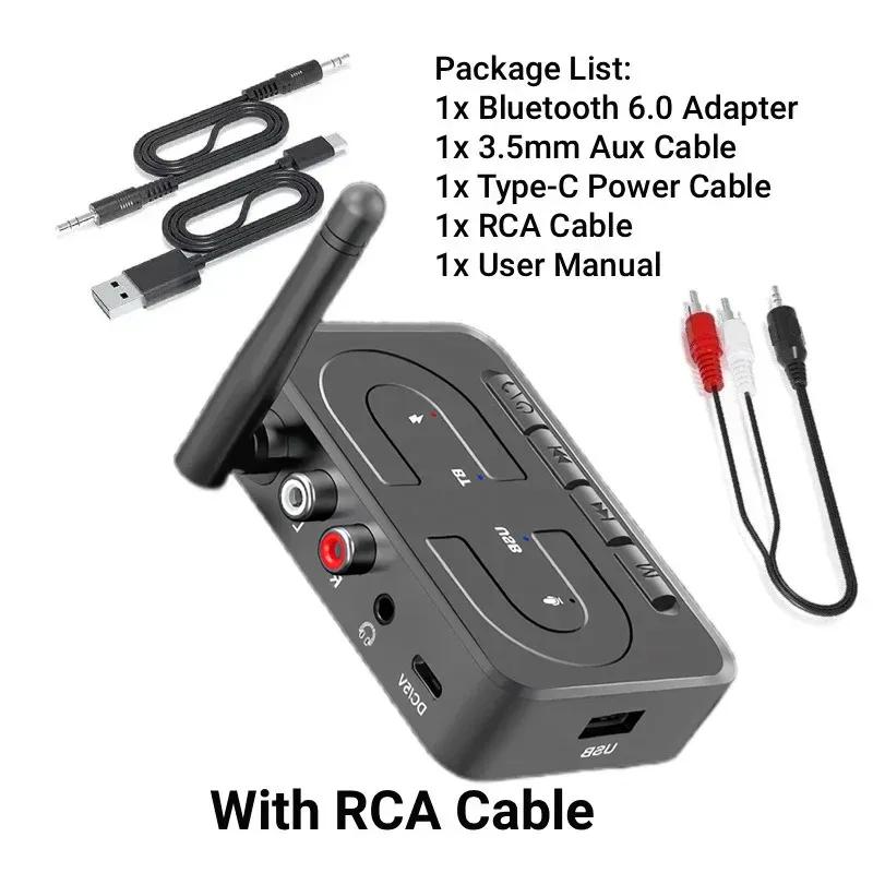 Kabelloser Audio-Adapter Bluetooth 6.0 Empfänger RCA 3,5mm AUX Buchse Stereo Musik Kabelloser Adapter unterstützt U-Disk Wiedergabe Auto-Kit luftwaffe blau