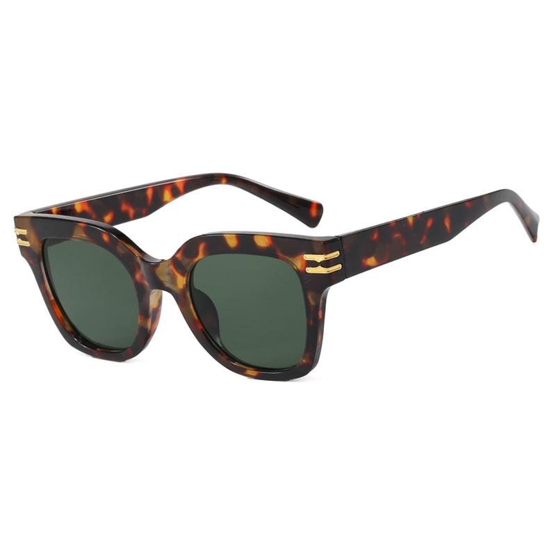 Mode Herren Quadratische Sonnenbrille Damen Retro Große Fassung Sonnenbrille Sommer Outdoor Casual Markendesign Cool Leopard Sonnenbrille UV400 Leo-Print