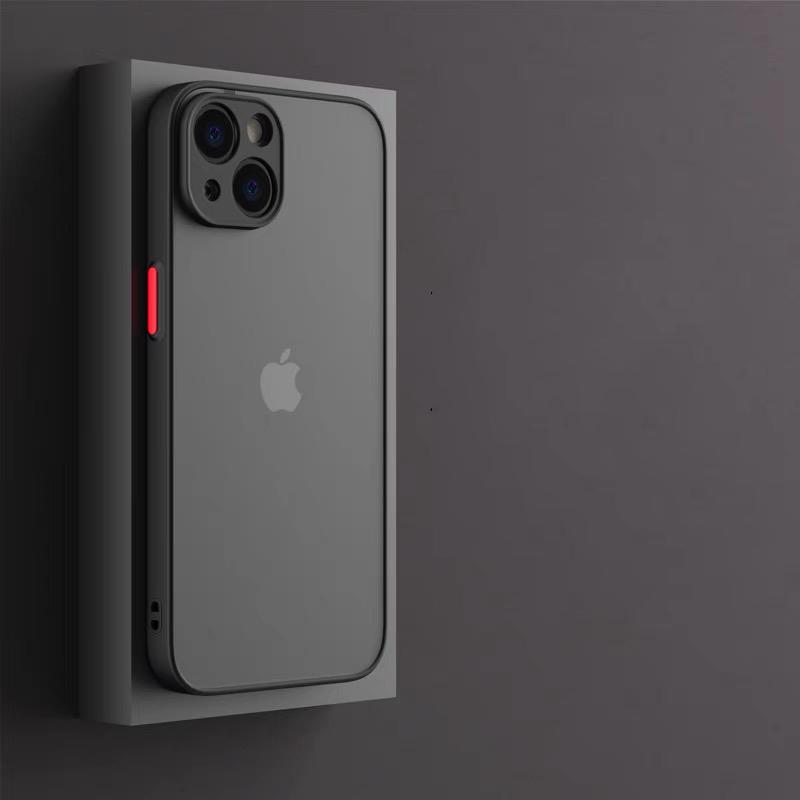 Luxuriöse matte, stoßfeste Handyhülle für iPhone 11 12 13 14 15 Pro Max Plus Mini XR X XS IPhone 7/8/SE 3/2 (Ausgabe 2022/2020) Hüllen mit vollständiger Objektivabdeckung For iPhone 12 Mini schwarz