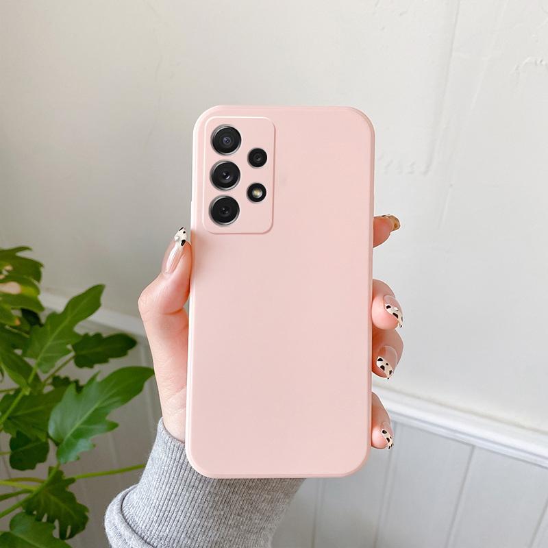 Candy Color Matte Silikon Quadrat Kamera Schutz Rückseite Hülle für Samsung Galaxy A52 A72 A32 4G 5G S22 Ultra Note 20 A13 A33 A53 A73 A22 A12 A51 Samsung Note 20 Ultra rosa