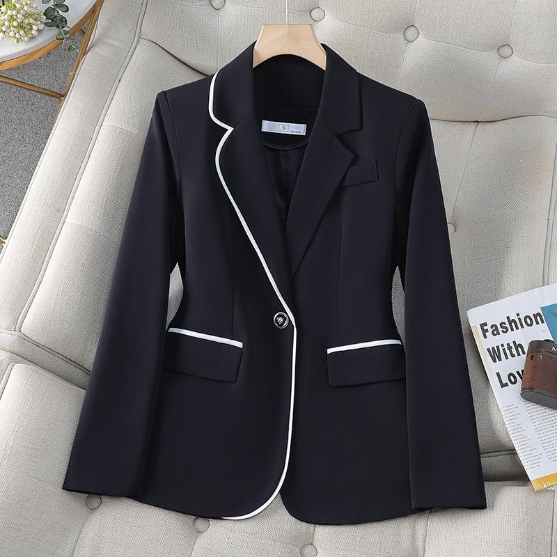 Luxuriöser weißer Damenblazer Damen Slim Anzug Mode Temperament Formeller Anzug Elegante Arbeitskleidung Anzugjacke im westlichen Stil XS schwarz