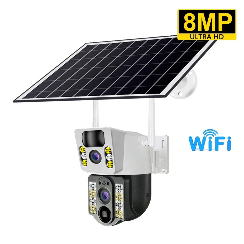 V380Pro 8MP 4K Solar Batteriebetriebene WiFi-Kamera für den Außenbereich Automatische Nachverfolgung Personenerkennung Solarenergie-Überwachung Drahtlose Kamera WIFI Camera
