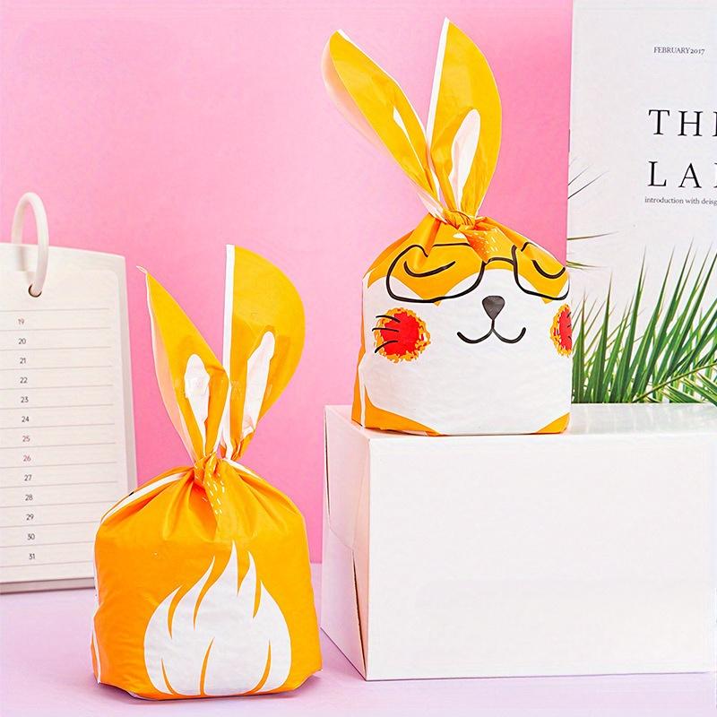 50 Stück Kunststoff-Süßigkeitstüten Kekse süße Karton Kaninchenohrbeutel Kekse Snack Backverpackungszubehör Geschenke