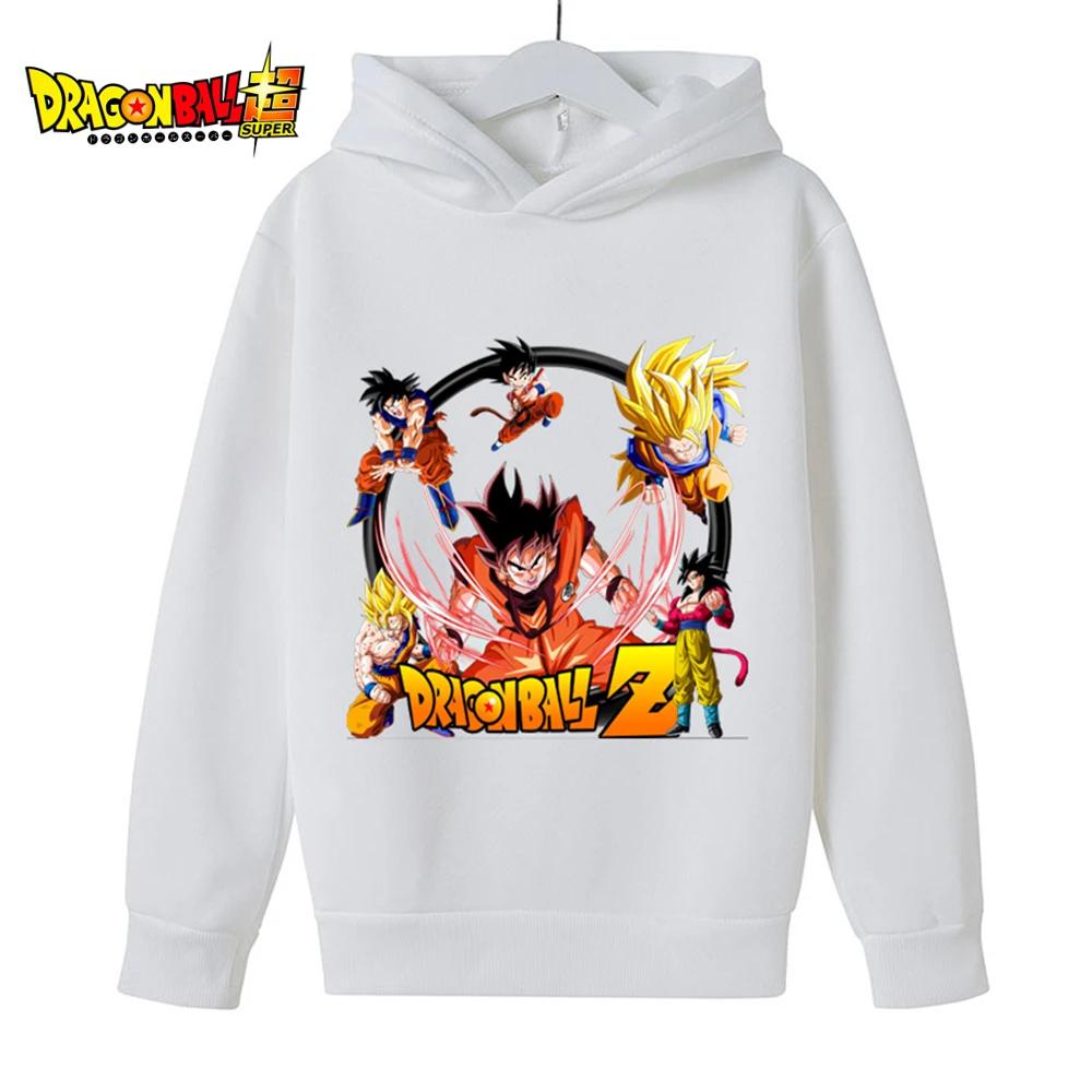 Baby Dragon Ball Z Hoodies 2025 Frühling Kinder Kleidung Kleinkind Mode Print Tops kinder O Neck Pullover Outwear Jungen 4-14 jahre 160 white
