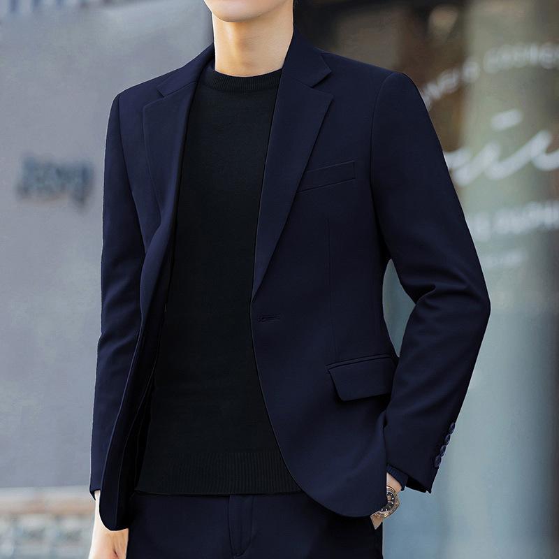 Herrenanzug, einfarbig, für den Bräutigam, Hochzeitskleid, Party, Herren, Business, Freizeitanzug, koreanischer Stil, trendig, schmale Passform, 2-teiliges Set, Übergröße XXXXXXL navy blau