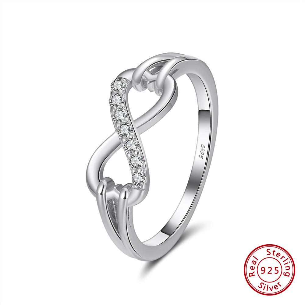 Schmuck S925 Sterlingsilber Ring 14K Gold Sentimentaler Knoten Finger Mode 4A Zirkonia Schmuck 8