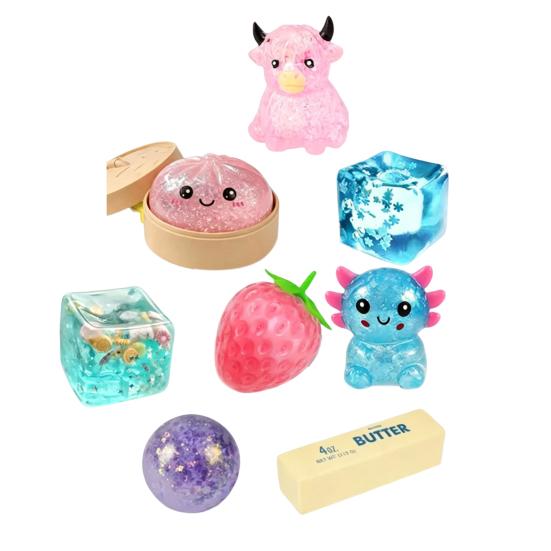 8 Stück Zucker-Quetschspielzeug, Weiches TPR Stressabbau Fidget Spielzeug für Erwachsene, Angstberuhigende Sensorikspielzeuge, Partygeschenk A