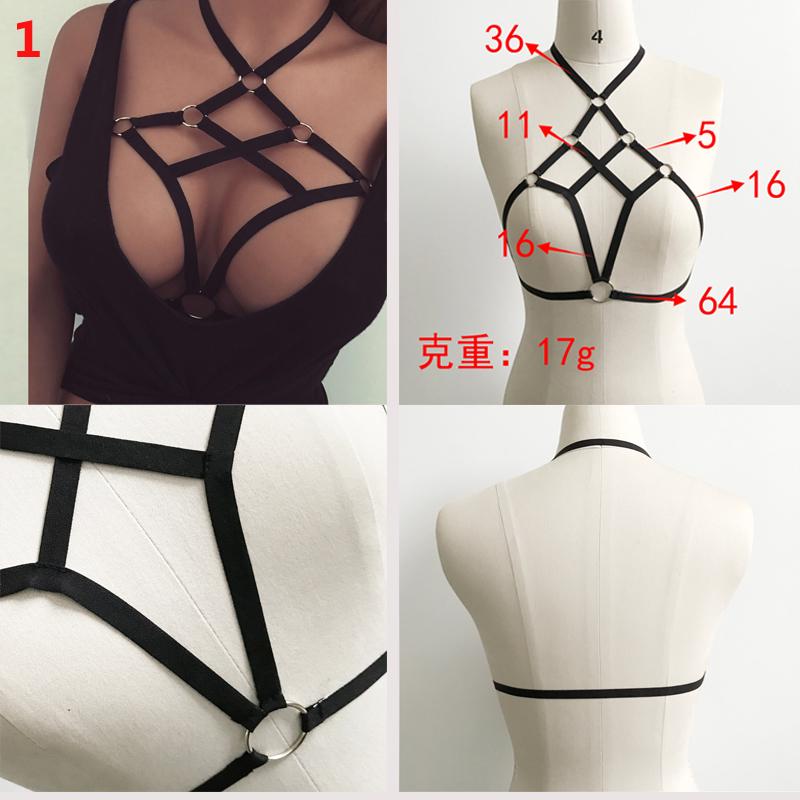 Sexy Frauen Mädchen elastische Käfig BH Bandage Riemchen Neckholder BH XL schwarz