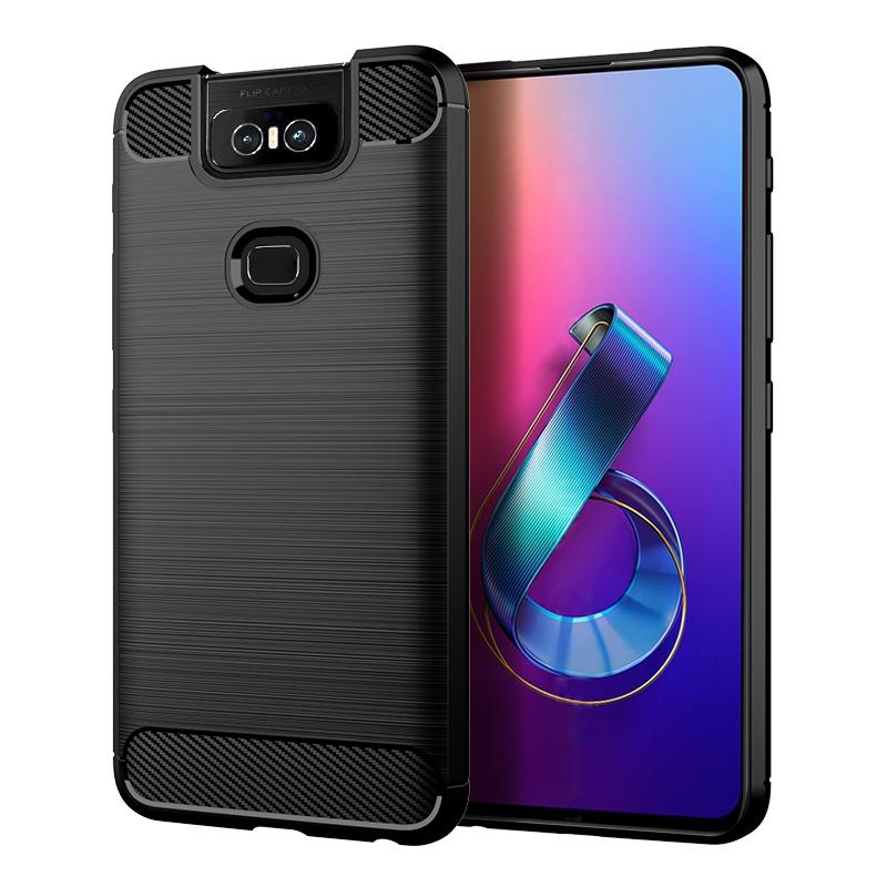 Für Asus Zenfone 6 Fall Stoßfest Zurück Abdeckung Für zenfone 6z Weiche Telefon Fällen für ASUS zs630kl Carbon Fiber Fall coque Fundas Zenfone 6 schwarz