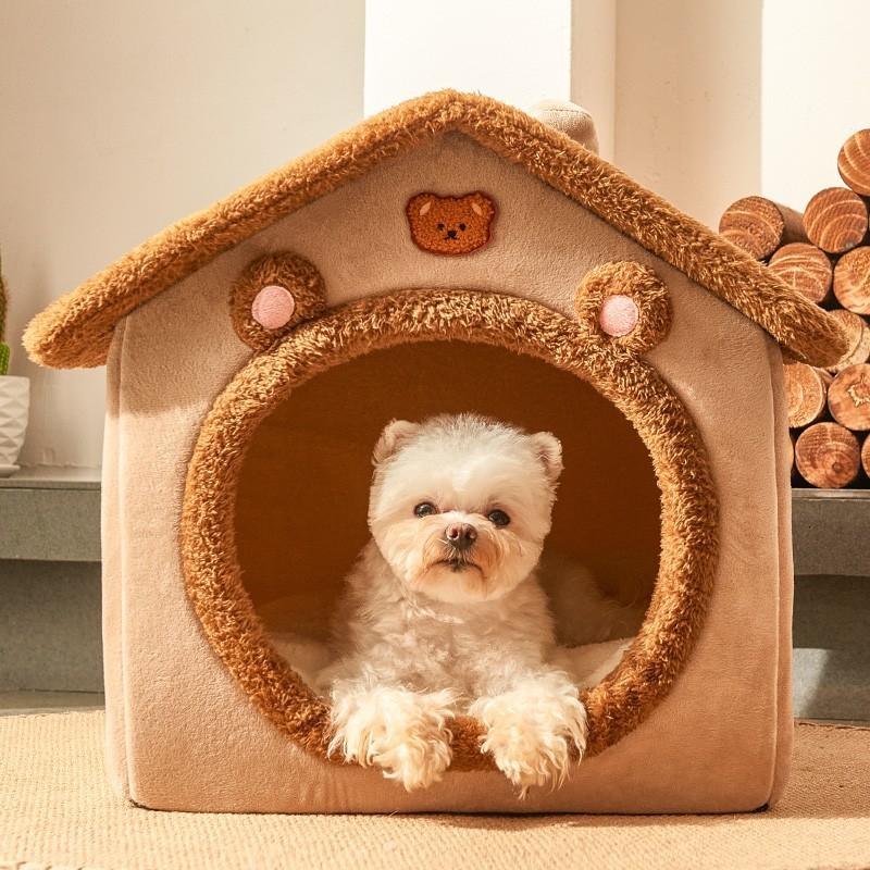 Abnehmbares Hundehaus Welpenzwinger Haustier Luxusvilla Katzenzelt Nest Geschlossene Teddy Chihuahua Höhle Kleiner Hundekorb Hundezubehör S