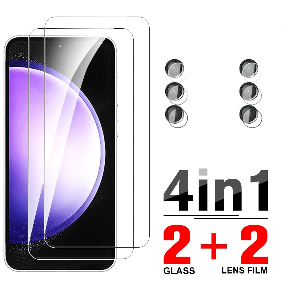 3 Stück HD-Displayschutz aus gehärtetem Glas + Kameraobjektivfolie für Samsung Galaxy S24 / S24+ / S24 Ultra S23 Plus FE S22 S21 A05 A05S A15 A25 A35 A55 5G Samsung Galaxy S23+ weiß