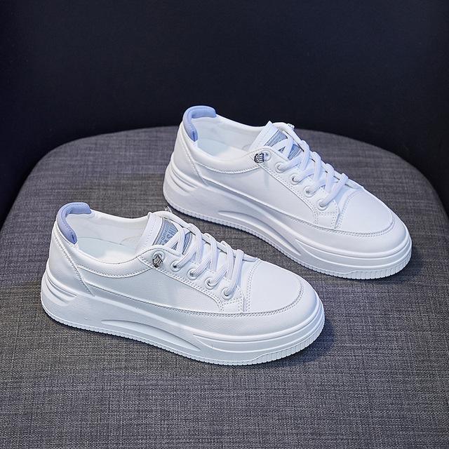 Damenschuhe, modische, atmungsaktive Flats-Schuhe, Damen-Plattformschuhe mit Schnürung, weiße Schuhe, Damen-Casual-Schuhe, erhöhte Schuhe, Zapatos Mujer 40 blau