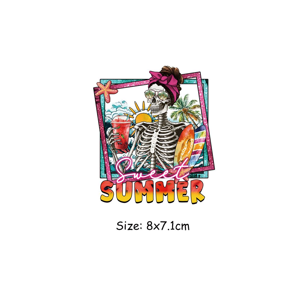 Sommer Sonnenschein Thermo-Patches Kleidung Strand Auto Totenköpfe Wärmeübertragung Kleidung Aufkleber Parches Ropa Diy Applikation auf Kleidung