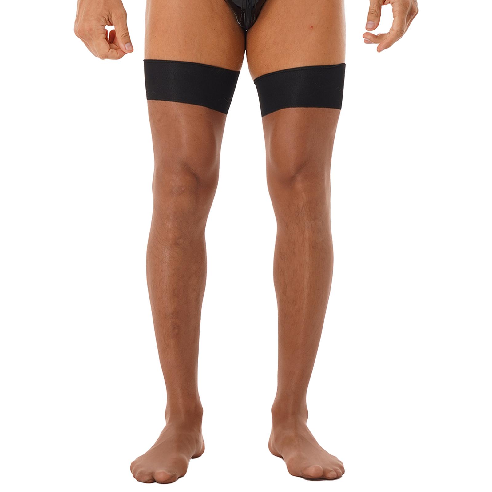 Herren glänzende dehnbare Strümpfe, hohe transparente Socken, Sissy-Strumpfwaren, Socken, Unterwäsche, Overknee-Strümpfe, Kostümzubehör One Size kaffeebraun