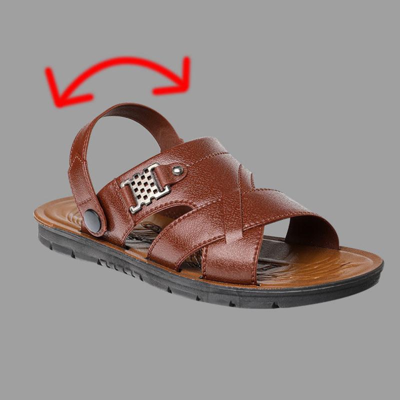 Sandalen für Herren im Sommer, Strand, Freizeit, atmungsaktiv, weich, rutschfest, wasserdicht und verschleißfest, dicke Sohle, Mehrzweck-Sandalen und Hausschuhe 43 braun