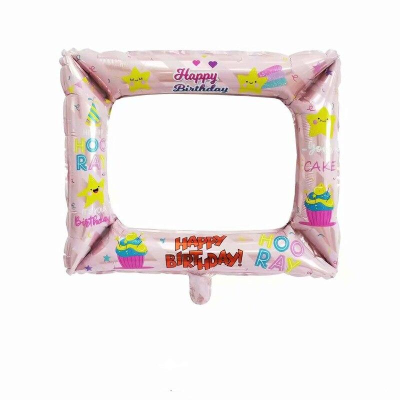 50x 59CM Photo Booth Folienballons Alles Gute zum Geburtstag Fotorahmen Globos Geburtstag Party Dekor Lieferungen Baby Dusche Kind Spielzeug Geschenk rosa