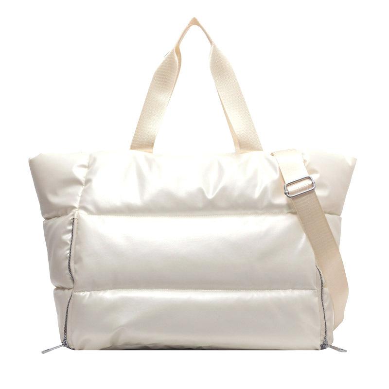 Winter Große Kapazität Umhängetasche für Frauen Wasserdichte Nylon Taschen Platz Pad Baumwolle Feder Unten Große Tote Weibliche Handtaschen beige