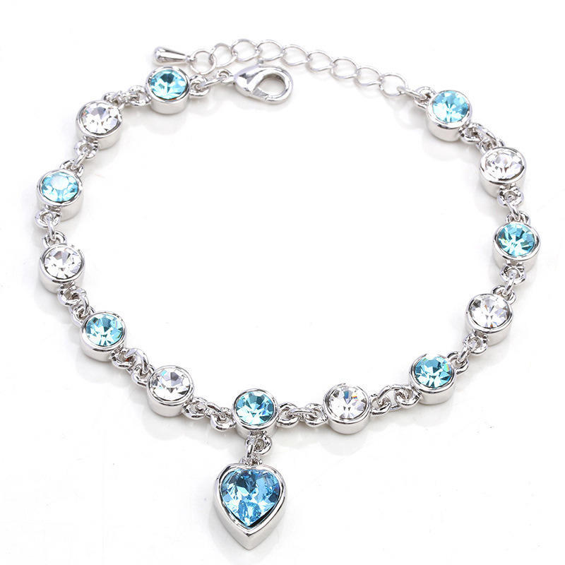 Cherish Love Kristall-Armband, Mädchen-Accessoires, Modeschmuck, Damen-schönes Glücksarmband meer-blaue
