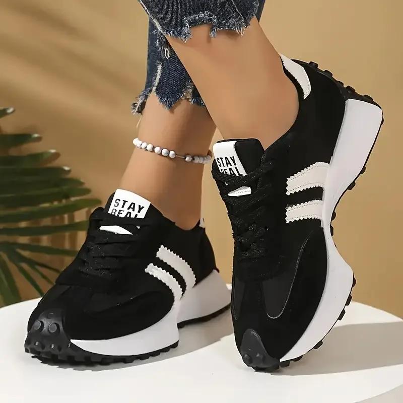 Neue Designer-Sneaker Damen Sportschuhe Sneaker Dicke Sohle Lässig Modische Sneaker Leichte Weiche Sohle Laufschuhe 40 schwarz