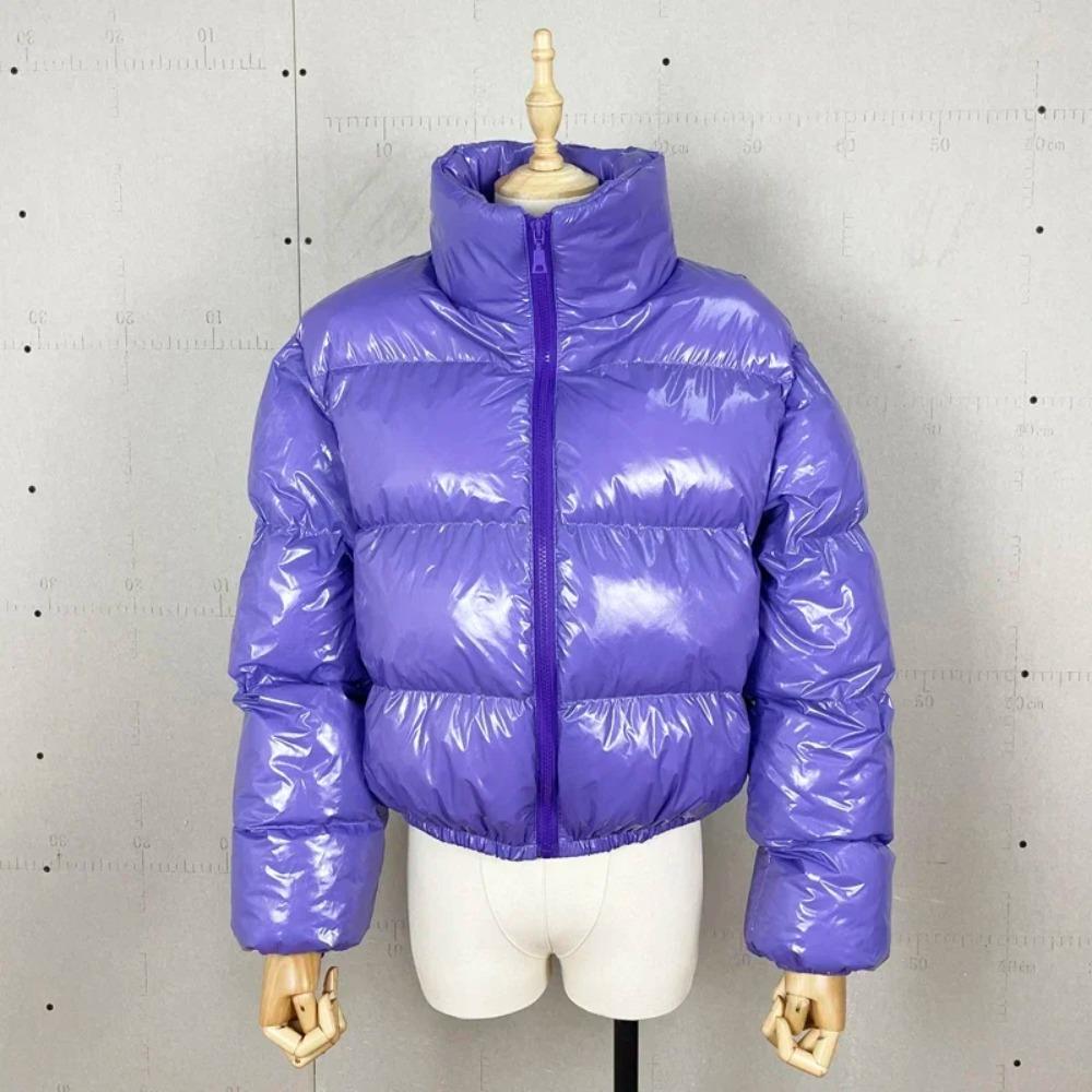 Winter Damen Reißverschluss Fliegen Parkas Jacken Streetwear Langarm Reißverschluss Lässig Daunen Wollmäntel Slim Lässige Jacken M violett