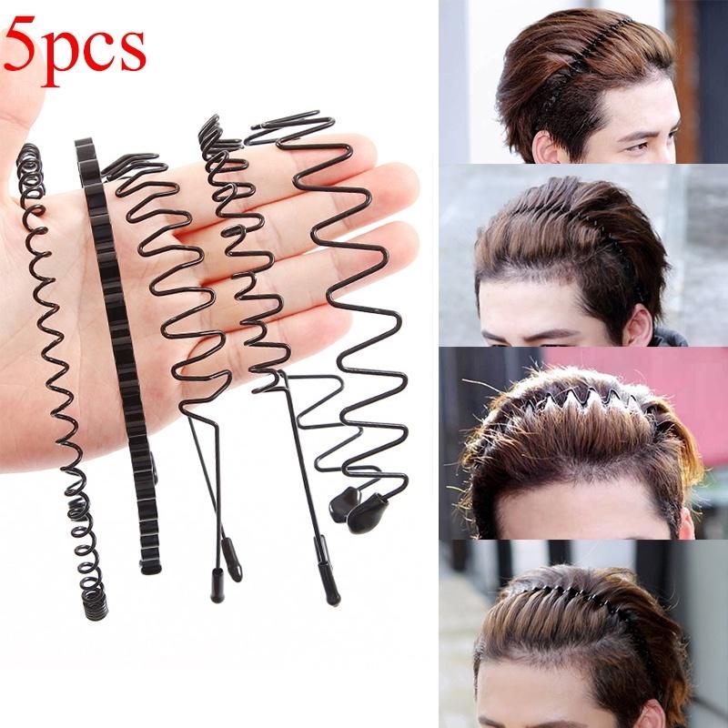 5 teile/satz männer Mode Haar Hoop Metall Stirnband Band Schwarz Haar Bewegung Kopf Hoop Kopf Schnalle 5pcs-5 models