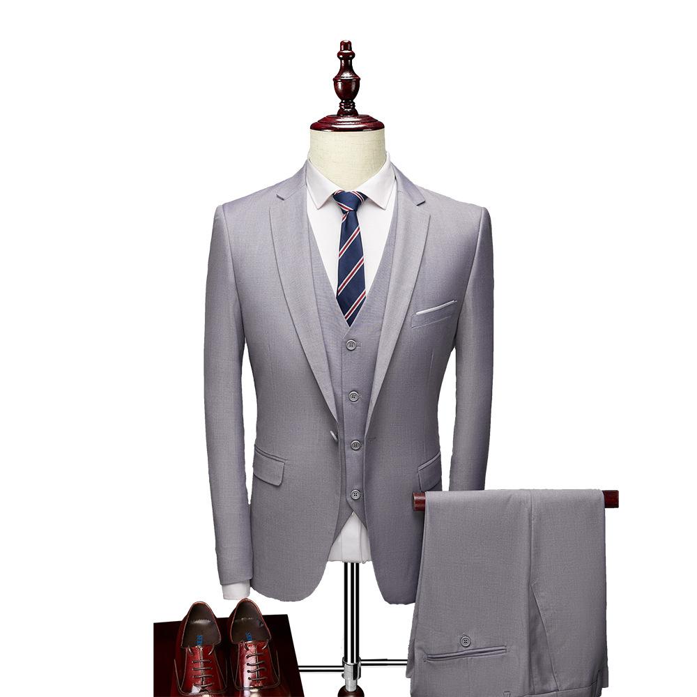 Dreiteiliger Business-Freizeitanzug für Herren, Hochzeitsanzug, Herrenbekleidung, stilvolle Anzüge und Blazer XXXXXL licht grau