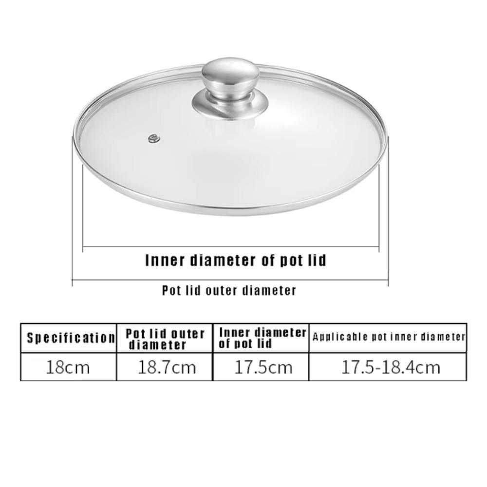 Topfdeckel aus gehärtetem Glas aus Edelstahl, rund, für Wokpfannen, Kochgeschirrteile, Küchenzubehör 18cm