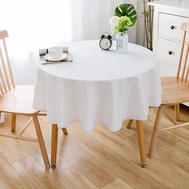 Große, runde Tischdecke, wasserdicht und ölbeständig, einfarbig, Tischdecke aus Baumwolle und Leinen 140cm