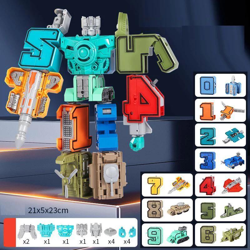 DIY Zusammenbau Bausteine Pädagogisches Spielzeug Action Modell Transformation Zahlen Roboter Verformbarer Roboter Spielzeug für Kinder Geschenke