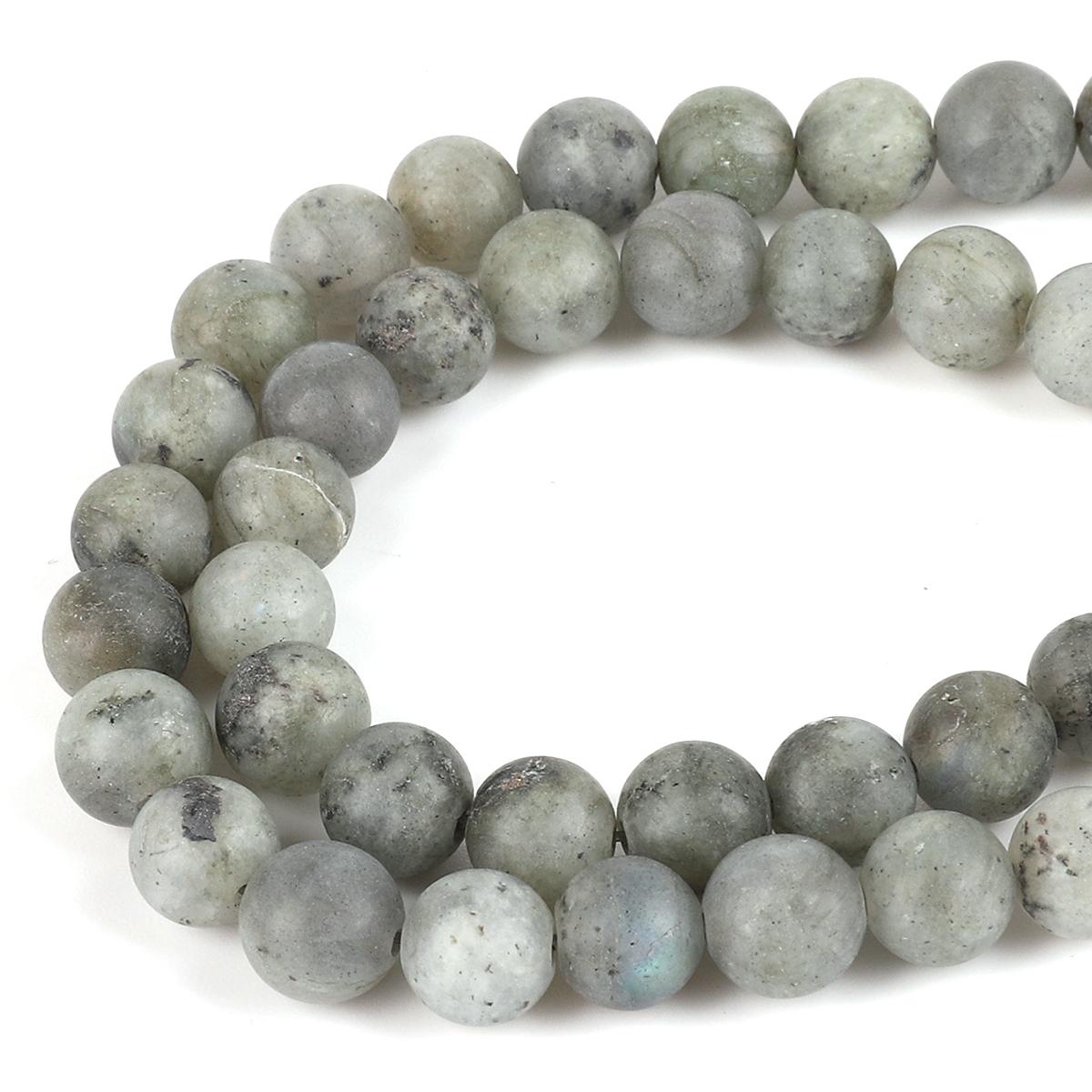 Natursteinperlen Runde Perlen für DIY Schmuckherstellung Armband Halskette Fußkettchen 8mm 48pcs licht grau