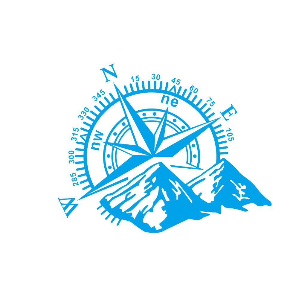 3D-Autoaufkleber, Kompassrose, Navigate Mountain, 4 x 4 Offroad, Vinyl-Aufkleber, Autoaufkleber 48*32cm blau
