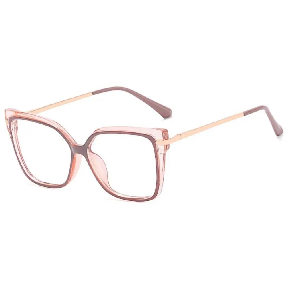 Stilvolle Optik Minus Myopie Brille Damen Leopard Übergroße Quadratische Brillenrahmen Metall Computer Anti Blaulicht Brille 0~-6. 0