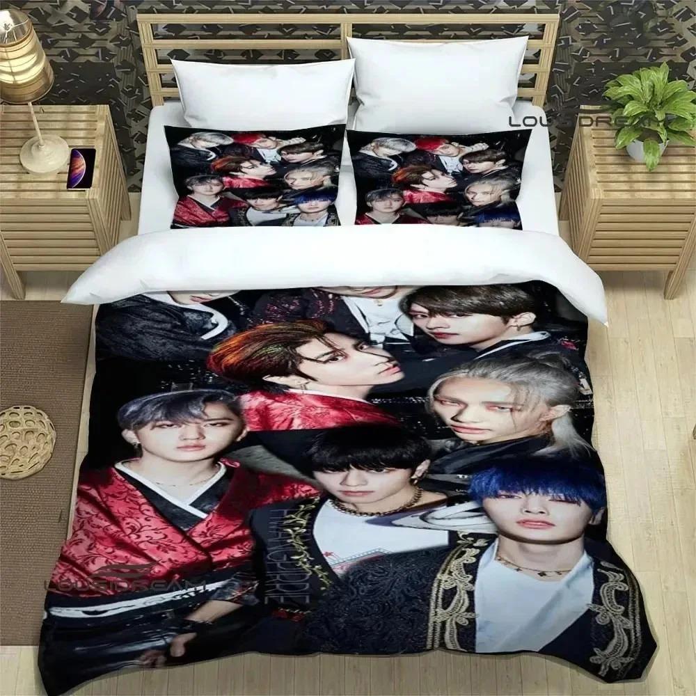 KPOP S-Stray-K-Kids Druck Bettwäsche-Sets Exquisites Bettwaren-Set Bettbezug Bettdecke Bettwäsche-Set Luxuriöses Geburtstagsgeschenk US Twin 173x218cm