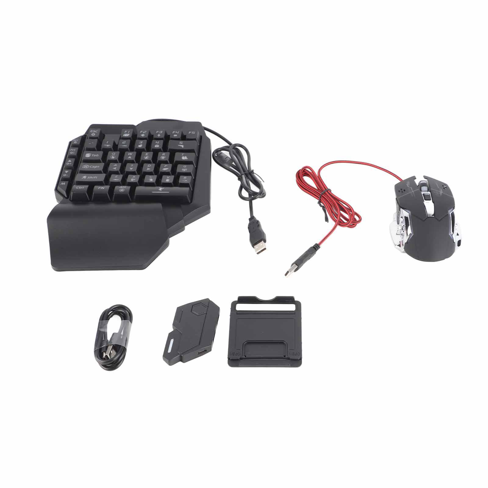 Tragbare Mini Gaming Tastatur Maus USB RGB Handgelenkauflage Halbe Hand 35 Tasten Tastatur Maus mit Konverter