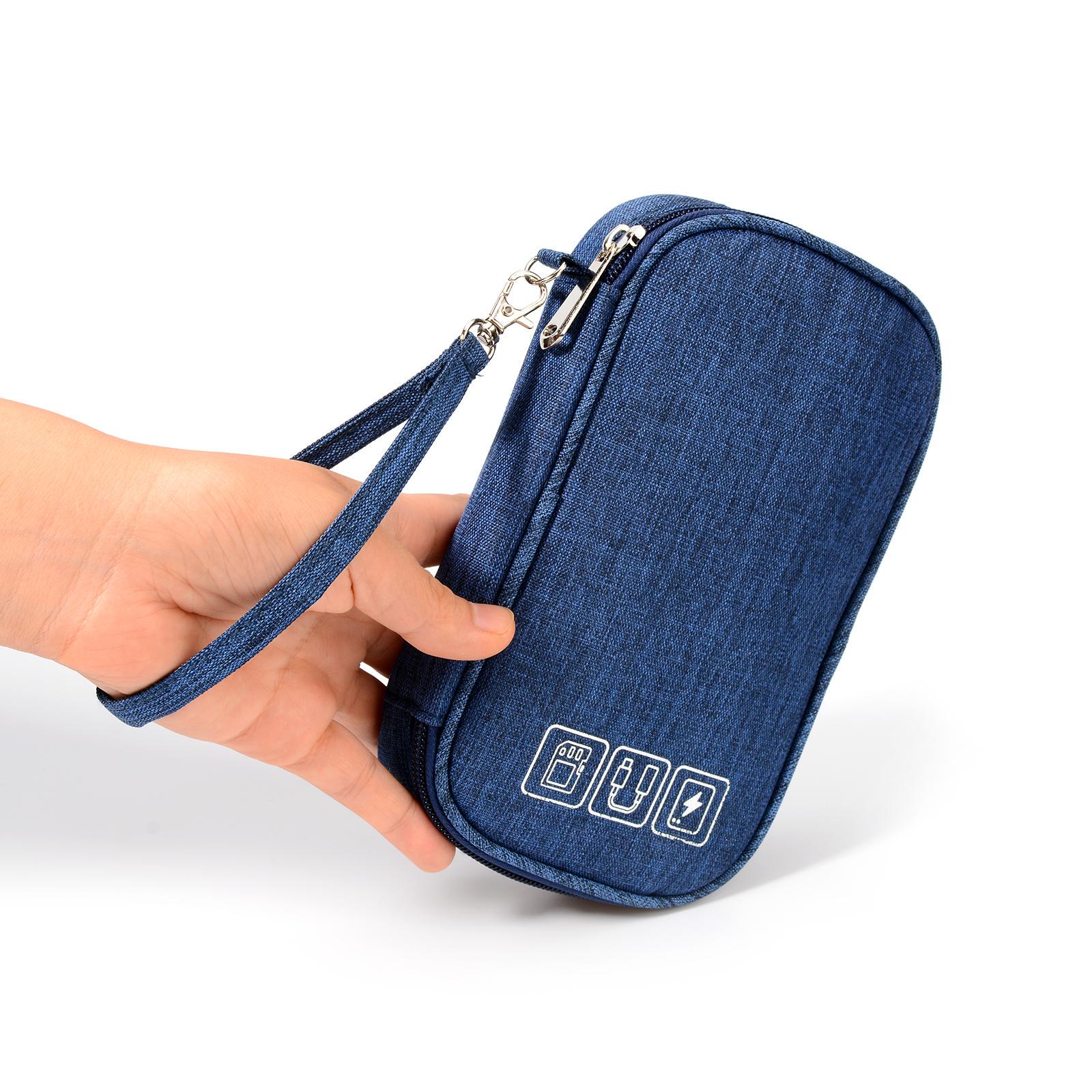 Reise-Gadget-Organizer-Tasche, tragbare Tasche für digitale Kabel, Elektronik-Zubehör, Aufbewahrungstasche für Kopfhörer, USB-Kabel, Festplatte, Flash-Laufwerk, Ladegerät navy blau