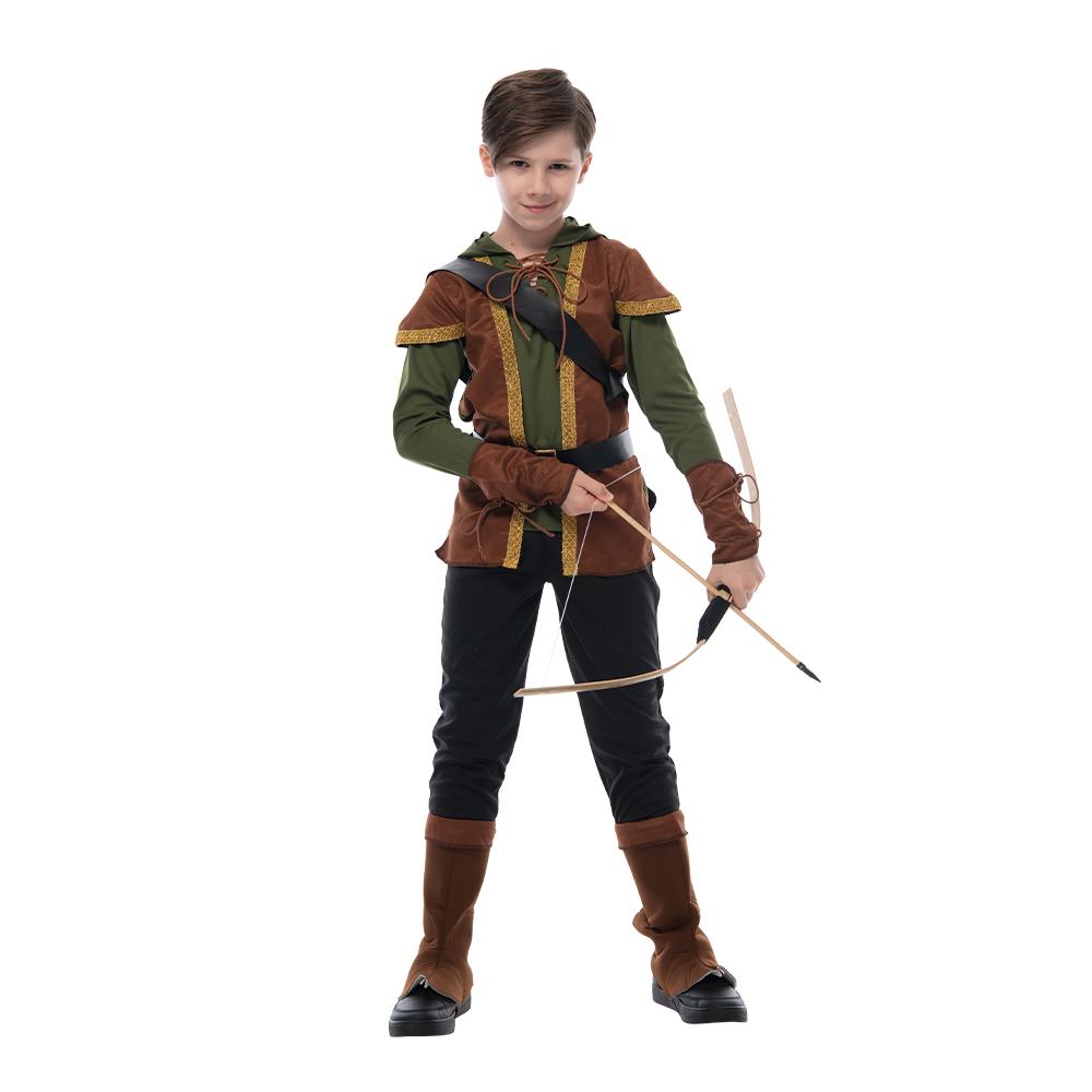Kinder Bogenschütze Kostüm Jungen Hunter Kostüm Robin Hood Cosplay für Halloween Purim Karneval Party Outfits M bunt