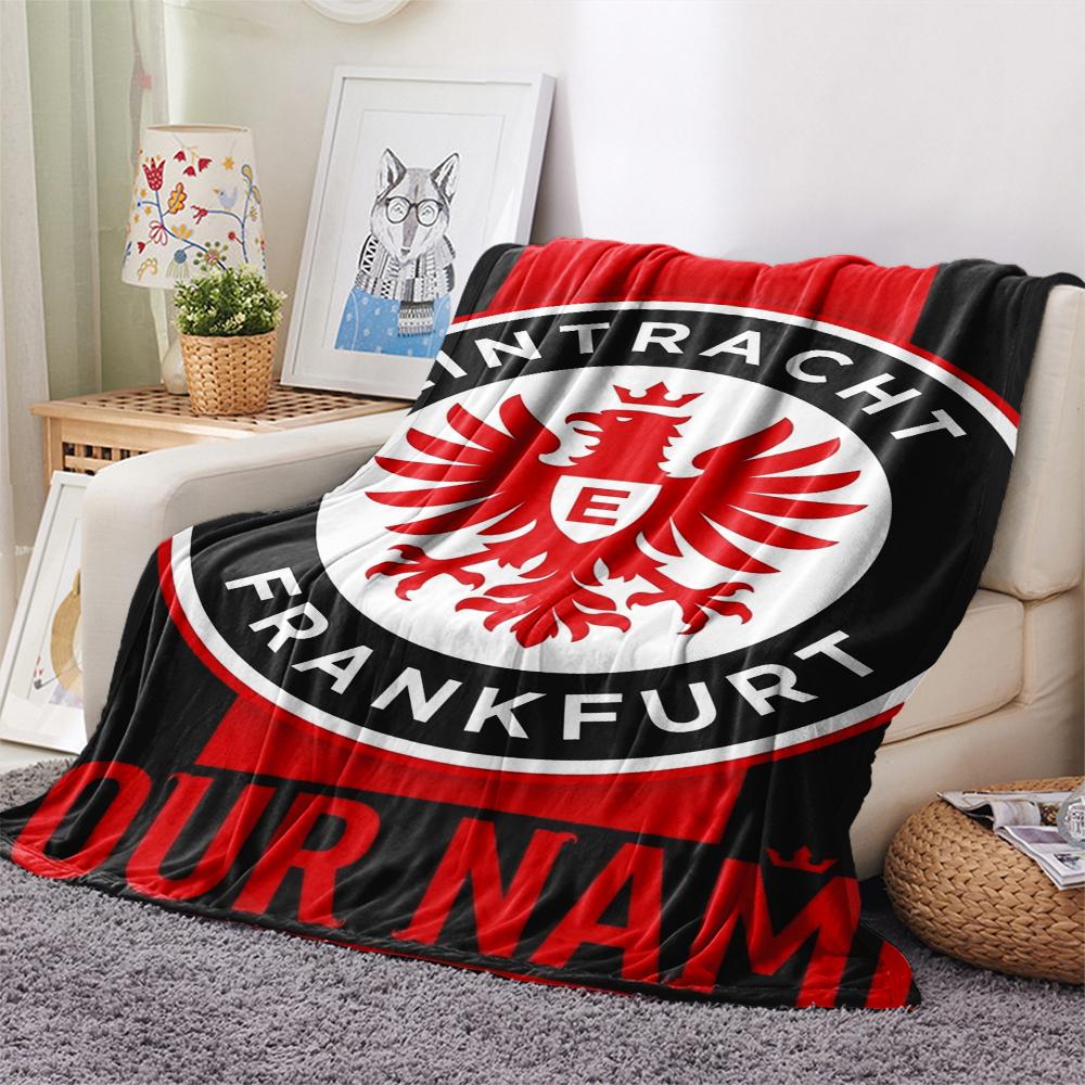 1 Stück Personalisierte Eintracht Frankfurt Muster Flanelldecke Geeignet für Alle Jahreszeiten für Heimdekoration Wärme und Komfort Geschenke Feiertagsgeschenk_xia 80cm x 120cm