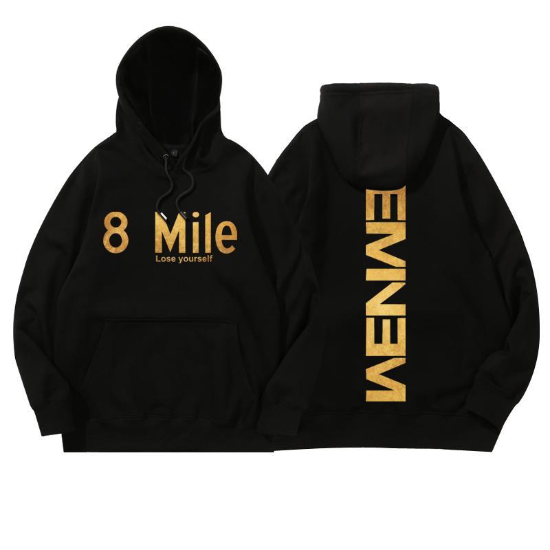 Hoodie Männer Frauen Hoodies Eminem Eight Mile Sweatshirt Männer Kleidung Streetwear Harajuku Gedruckt Hoodie M schwarz