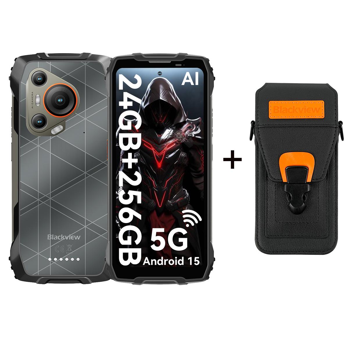 Blackview BL7000 5G 8GB 256GB Android 15 Robustes Smartphone 6,78 Zoll 120HZ Mobiltelefon 7500mAh with a phone case schwarz