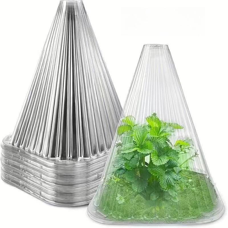 100 Stück Garten Gewächshaus Pflanzenabdeckungen Transparente Gartenhauben für Pflanzen Wiederverwendbare Glocken-Pflanzenabdeckung Kunststoff Kleiner Pflanzen-Setzling-Schutz 16cm-100PCS transparent